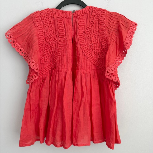 Sea New York Size XS • Frida Embroidered Red Short Sleeve Top. - Picture 5 of 5
